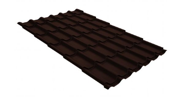 Металлочерепица классик GL 0,5 GreenCoat Pural Matt RR 887 шоколадно-коричневый (RAL 8017 шоколад) купить в Кемерово