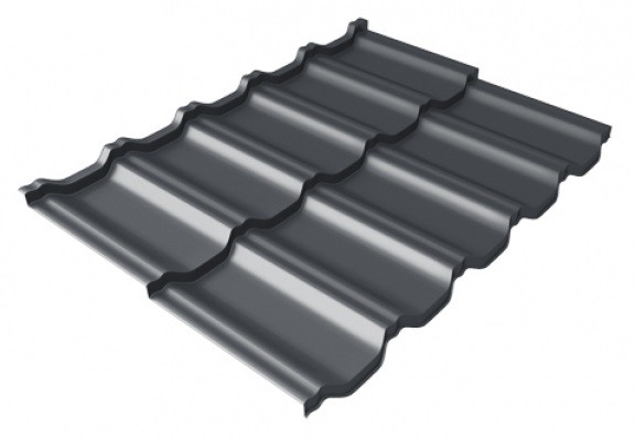 Металлочерепица модульная Квинта Uno Grand Line c 3D резом 0,5 Satin Мatt RAL 7024 мокрый асфальт купить в Кемерово