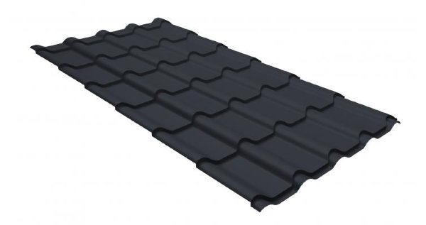 Металлочерепица камея GL 0,5 GreenCoat Pural RR 23 темно-серый (RAL 7024 мокрый асфальт) купить в Кемерово
