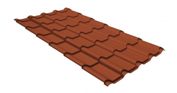 Металлочерепица камея GL 0,5 GreenCoat Pural RR 750 кирпично-красный (RAL 8004 терракота) купить в Кемерово