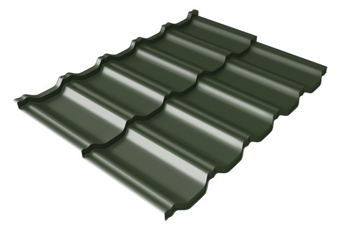 Металлочерепица модульная Квинта Uno Grand Line c 3D резом 0,5 GreenСoat Pural RR 11 темно-зеленый (RAL 6020 хромовая зелень) купить в Кемерово