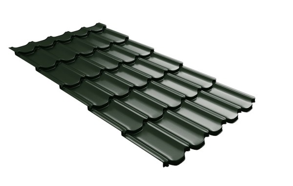 Металлочерепица квинта плюс с 3D резом 0,5 GreenСoat Pural Matt RR 11 темно-зеленый (RAL 6020 хромовая зелень) купить в Кемерово
