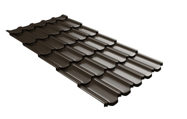 Металлочерепица квинта плюс с 3D резом 0,5 GreenСoat Pural RR 32 темно-коричневый (RAL 8019 серо-коричневый) купить в Кемерово