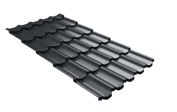 Металлочерепица квинта плюс с 3D резом 0,5 Satin RAL 7016 антрацитово-серый купить в Кемерово