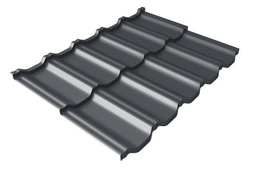 Металлочерепица модульная Квинта Uno Grand Line c 3D резом 0,45 Drap RAL 7024 мокрый асфальт купить в Кемерово