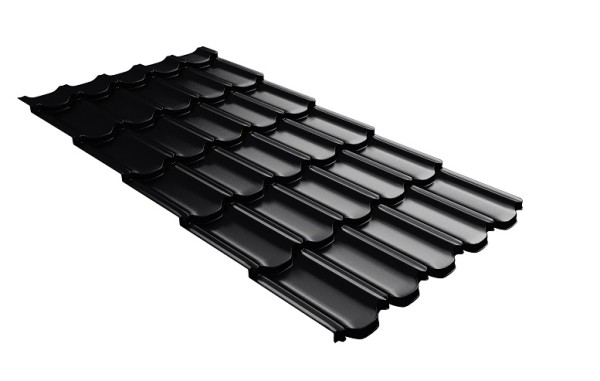 Металлочерепица квинта плюс с 3D резом 0,5 Satin RAL 9005 черный купить в Кемерово