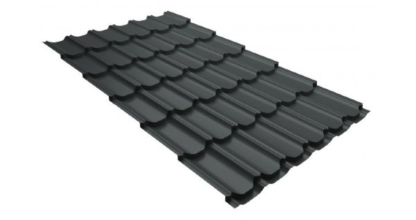 Металлочерепица квинта плюс 0,5 GreenCoat Pural RR 23 темно-серый (RAL 7024 мокрый асфальт) купить в Кемерово
